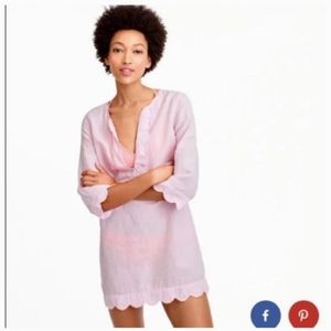 J CREW Pink Scallop Hem Tunic Cover Up